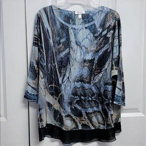 Dress Barn Knit Top Size 1X Snake Skin Print Beads